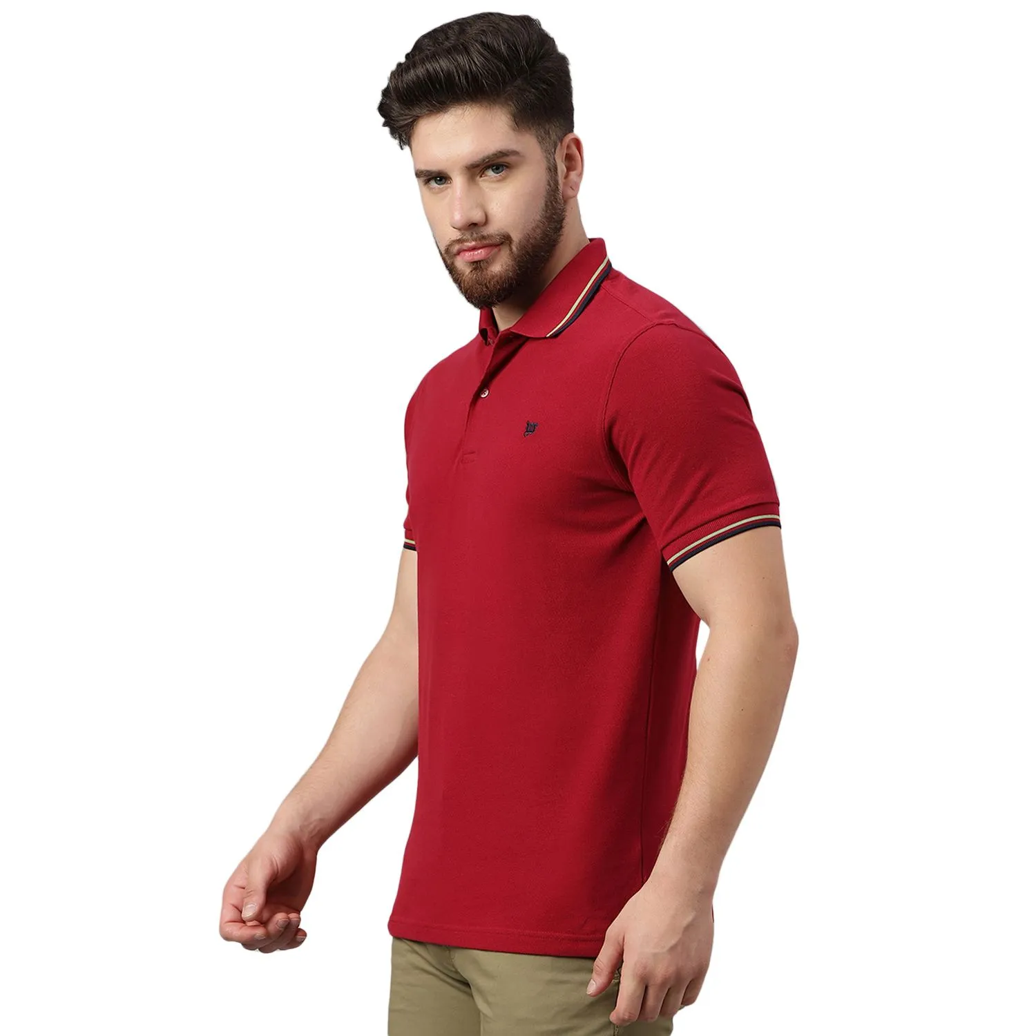 Crimson Polo T-shirt for Men - Thumbnail 3