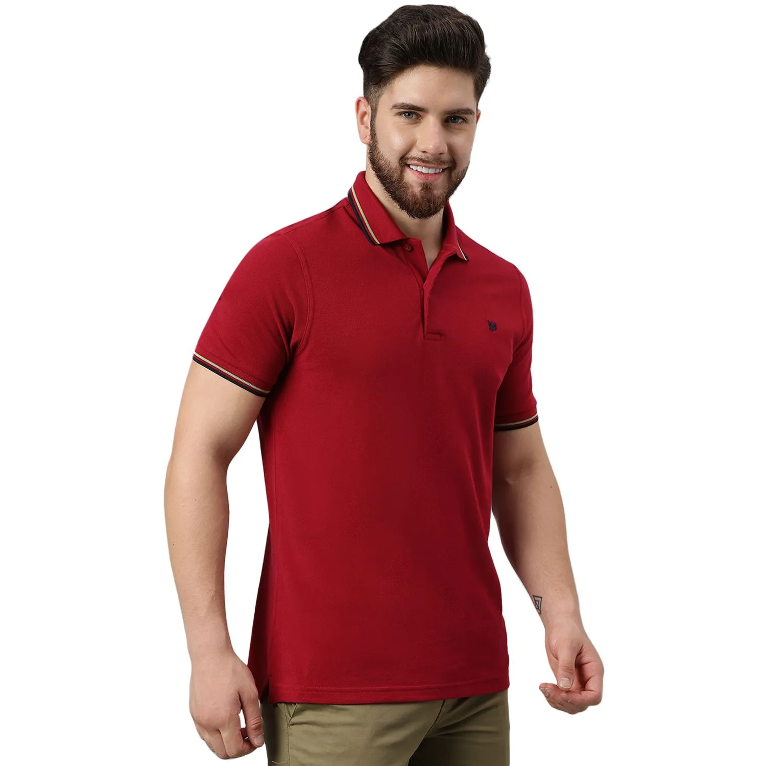Crimson Polo T-shirt for Men - Thumbnail 4