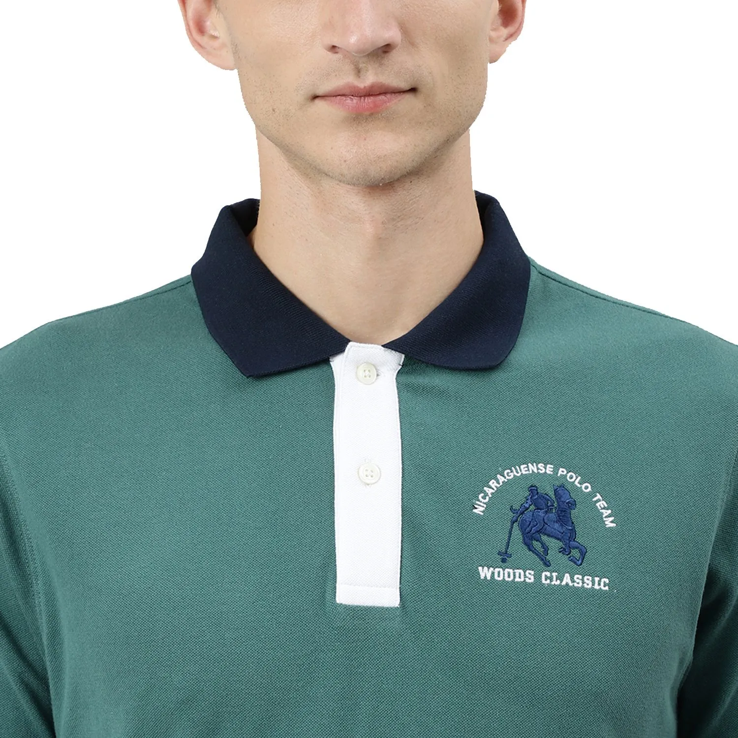 Green/Navy Polo t-shirt for men - Thumbnail 4