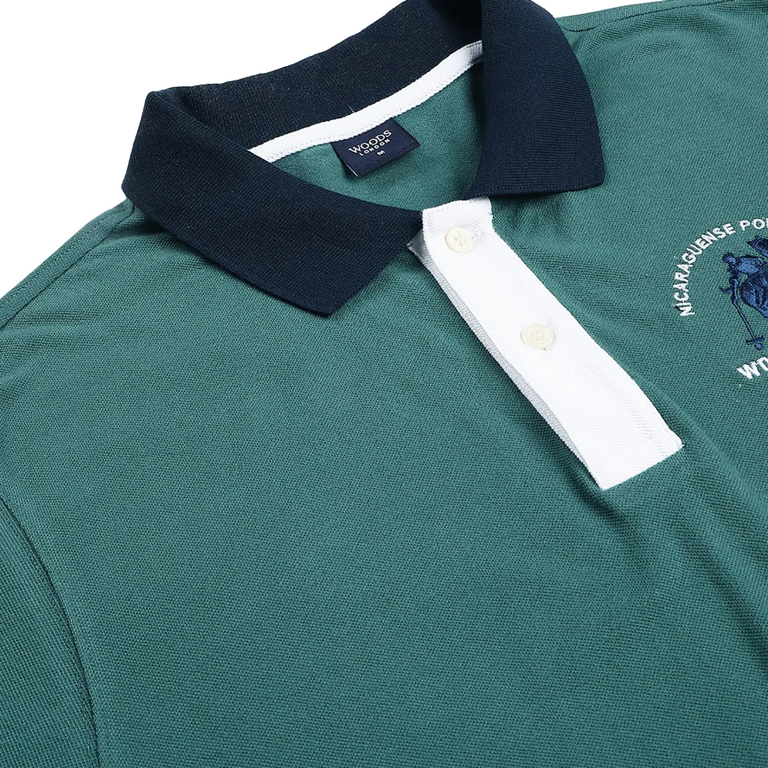 Green/Navy Polo t-shirt for men - Thumbnail 5