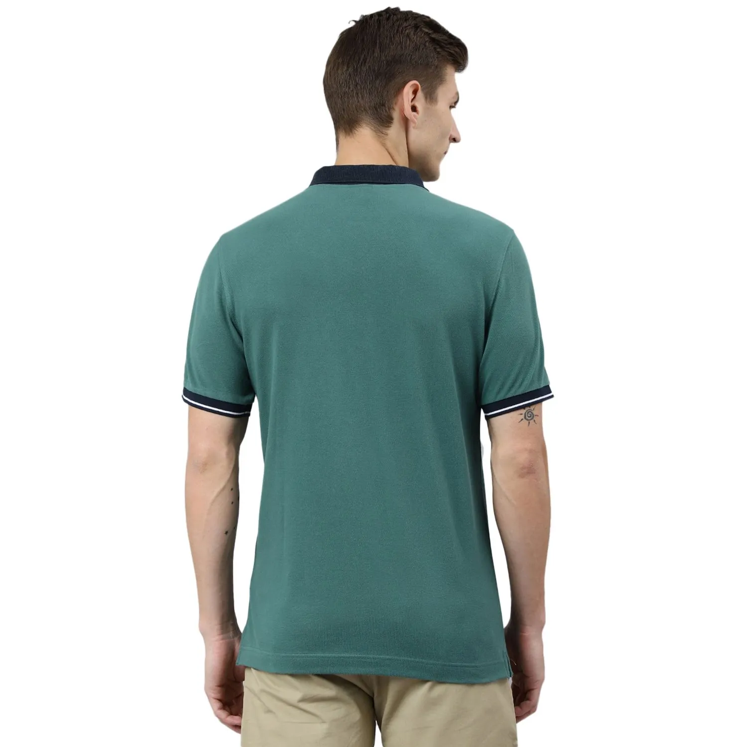 Green/Navy Polo t-shirt for men - Thumbnail 6