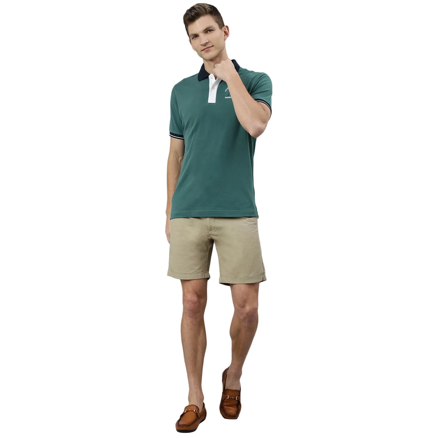 Green/Navy Polo t-shirt for men - Thumbnail 7
