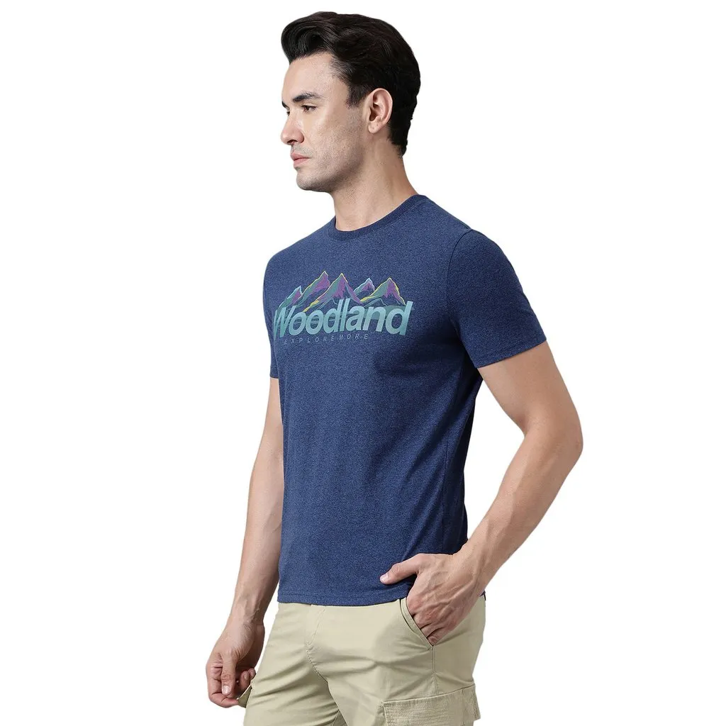 Navy Melange T-shirt for men - Thumbnail 2