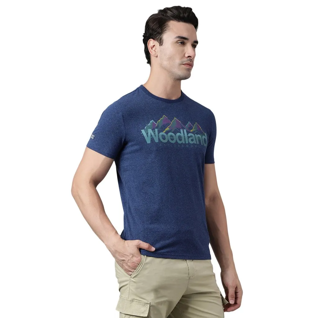 Navy Melange T-shirt for men - Thumbnail 3