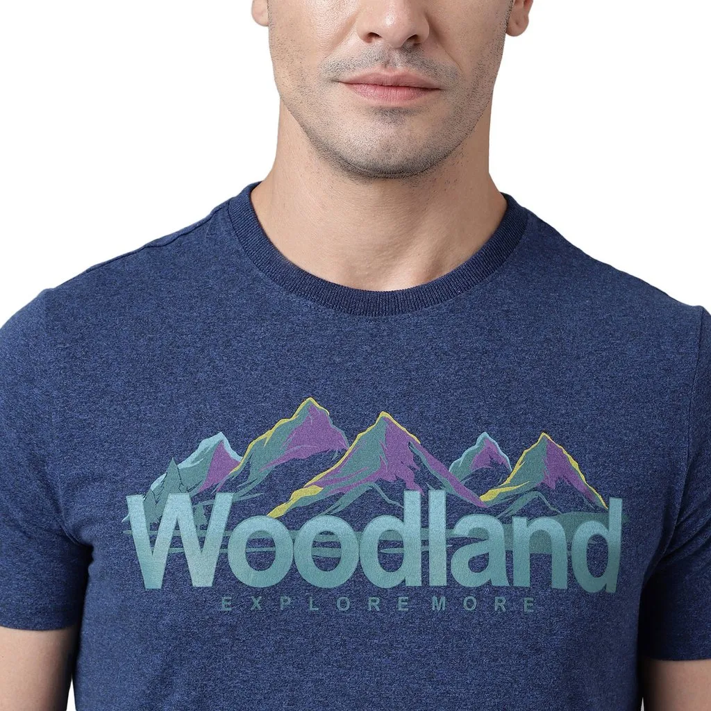 Navy Melange T-shirt for men - Thumbnail 4
