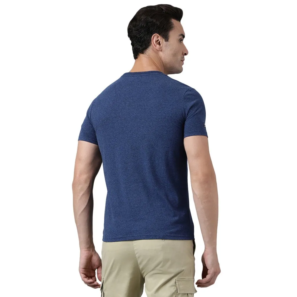 Navy Melange T-shirt for men - Thumbnail 6