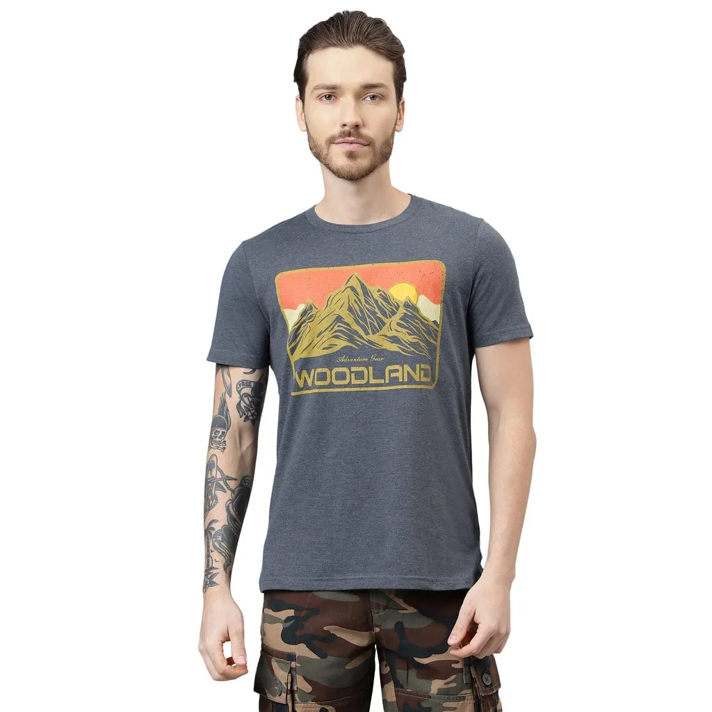 Rock grey crew-neck t-shirt for men - Thumbnail 1