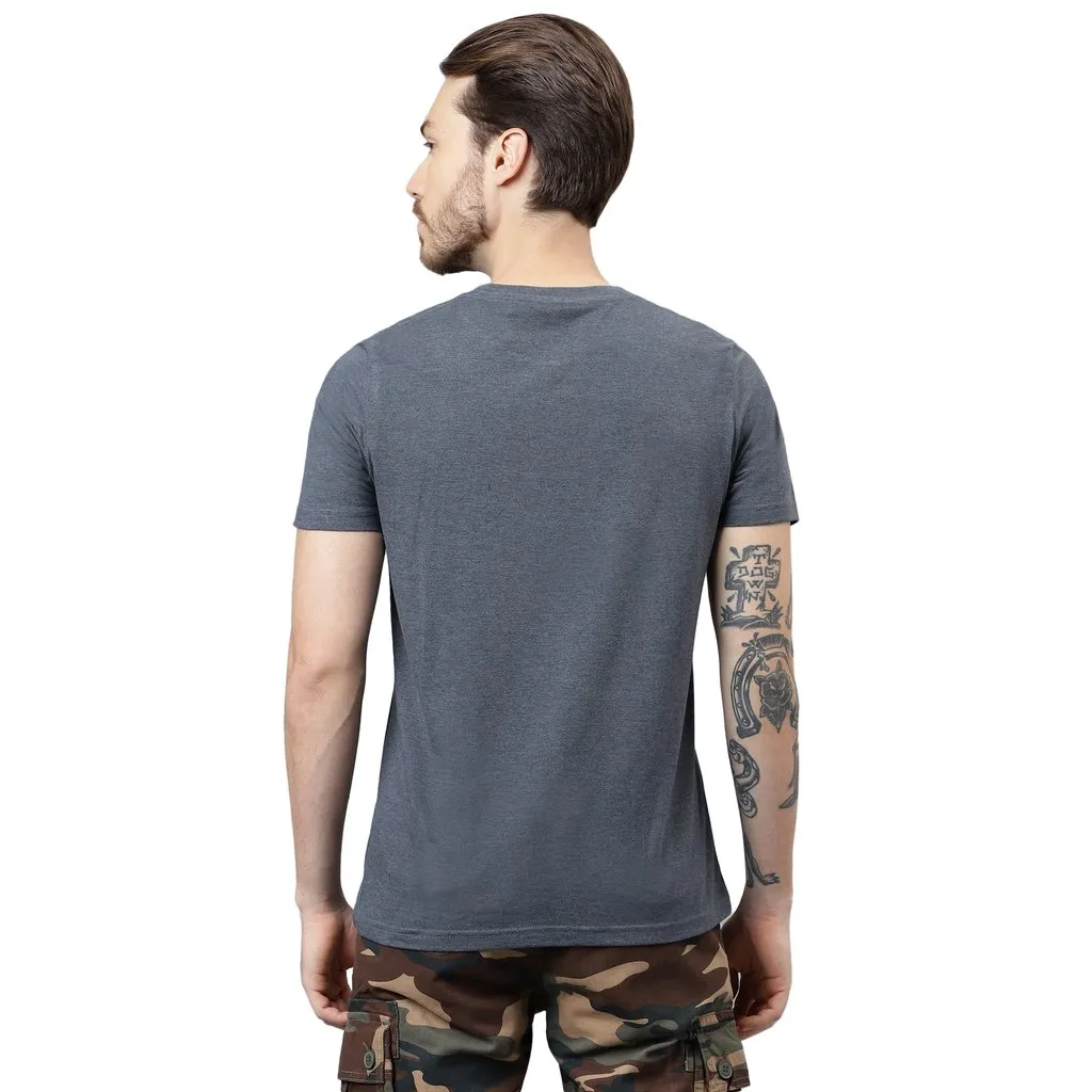 Rock grey crew-neck t-shirt for men - Thumbnail 6