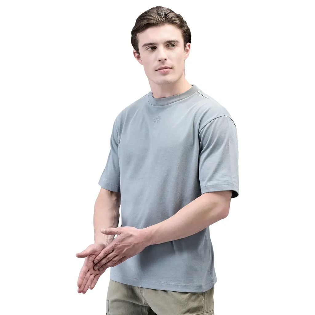 Greyish blue Crew-neck t-shirt for men - Thumbnail 2