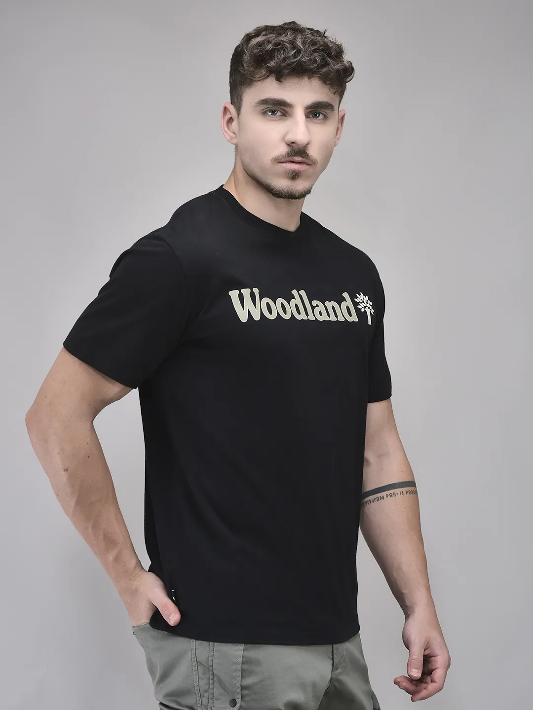 Woodland Black Round Neck Tshirt - Thumbnail 3
