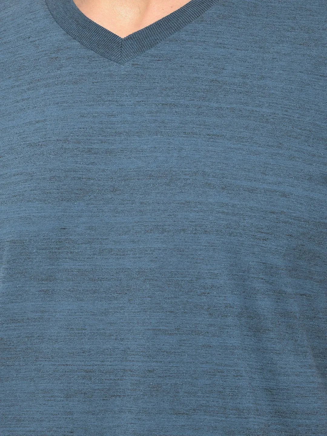 Teal Blue V-neck t-shirt for men - Thumbnail 5