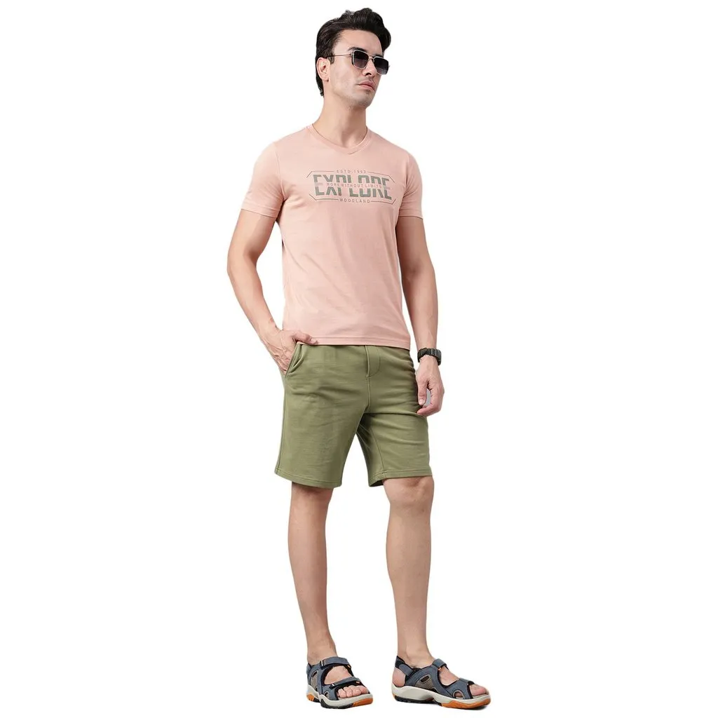 Dusty Pink V-Neck T-shirt for Men - Thumbnail 7