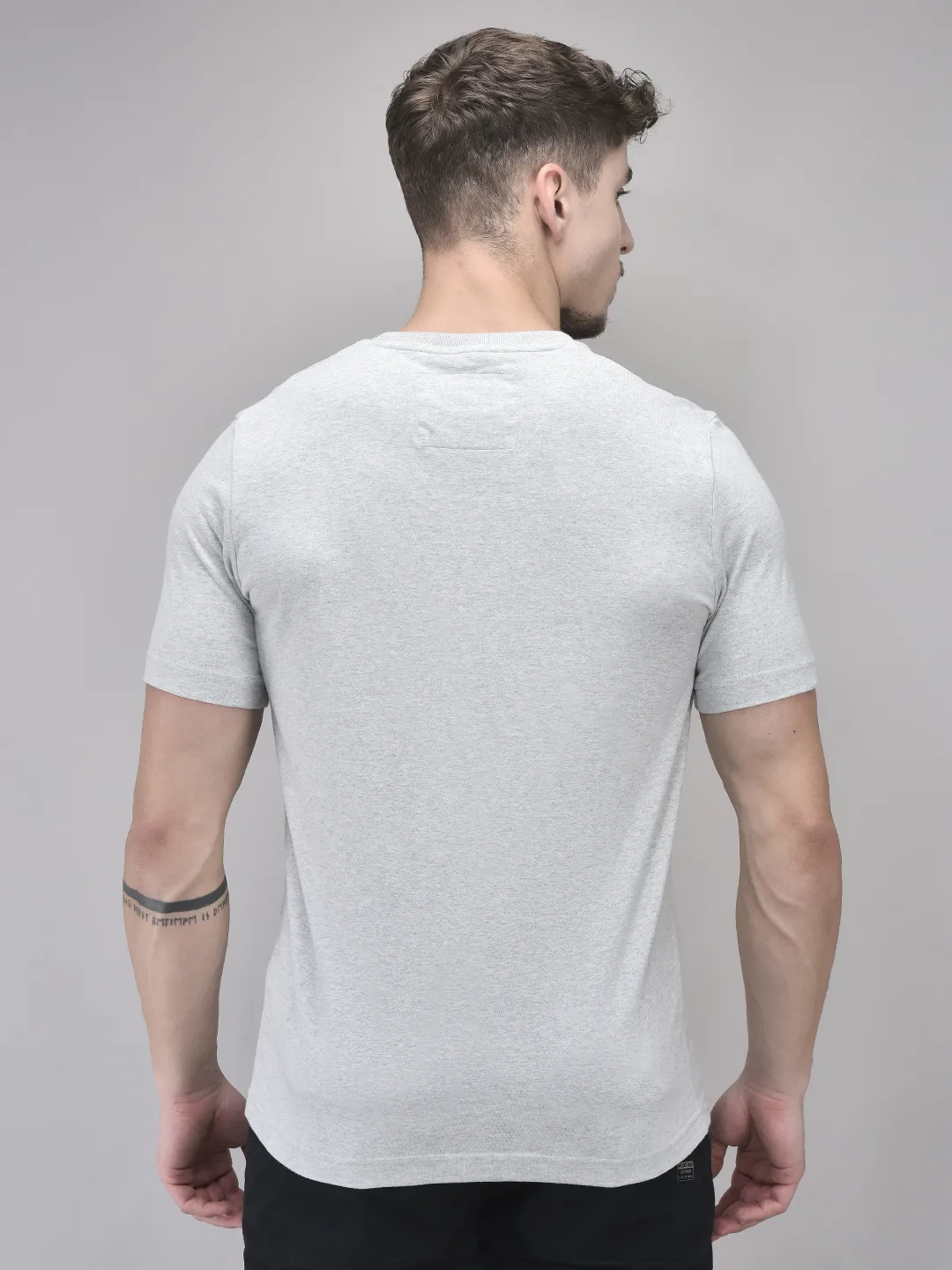 Woodland Grey Cotton V Neck Tshirt - Thumbnail 5