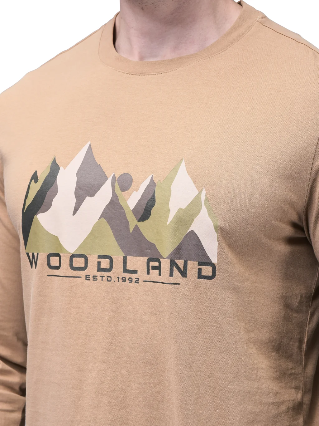 Woodland Men’s Camel Round Neck T-Shirt - Thumbnail 4
