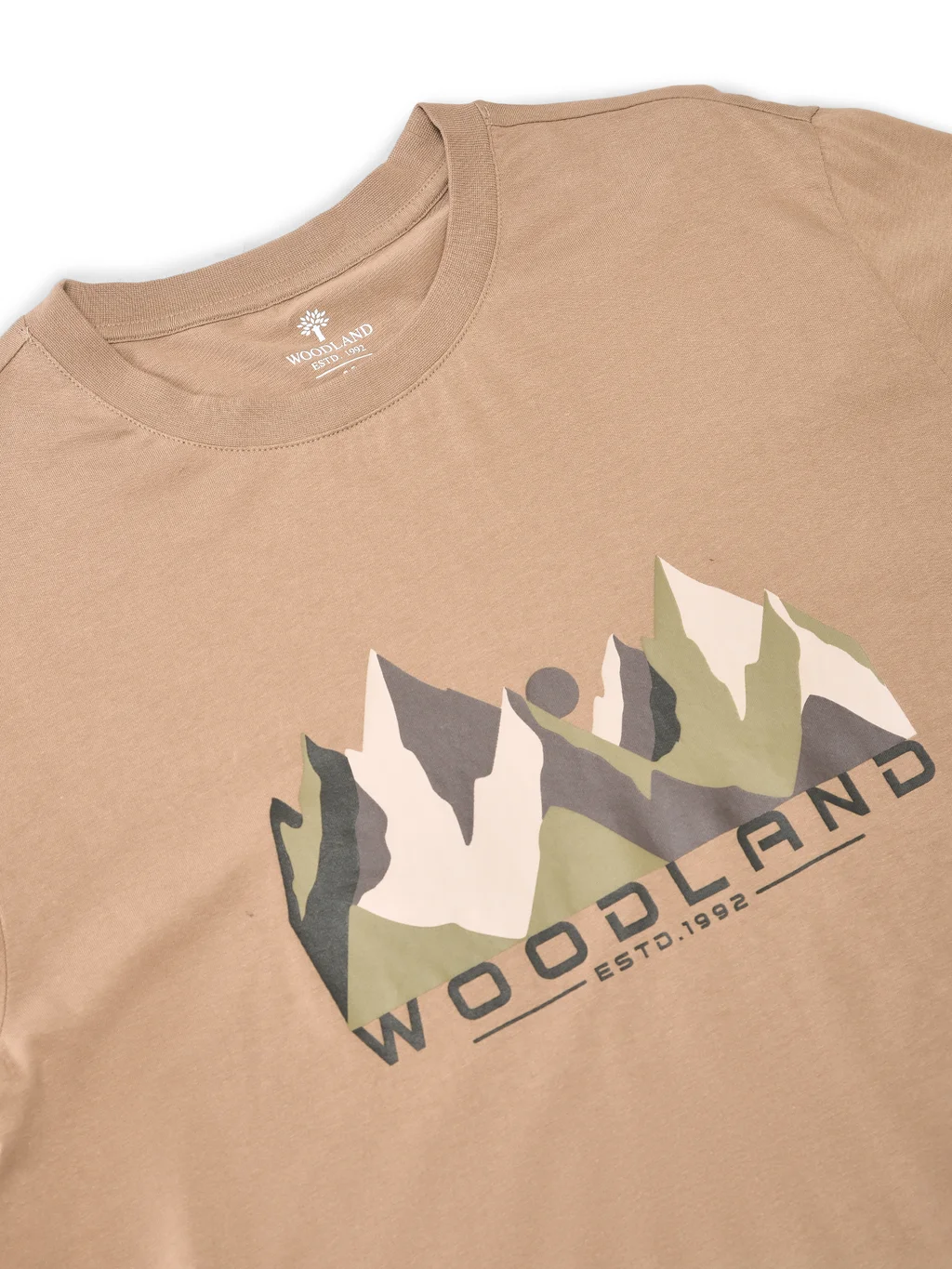 Woodland Men’s Camel Round Neck T-Shirt - Thumbnail 5
