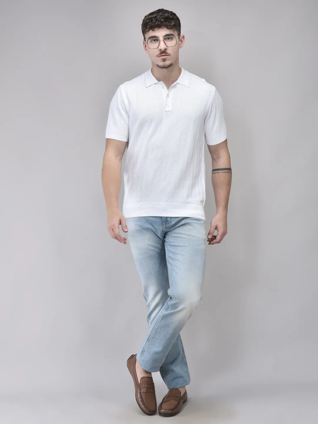 Woods White Polo Knitted Tshirt For Men - Thumbnail 6