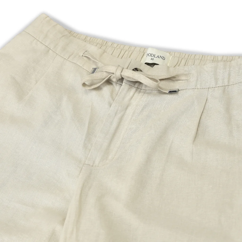 Men Owhite Linen Waist Jogger Pant  - Thumbnail 5