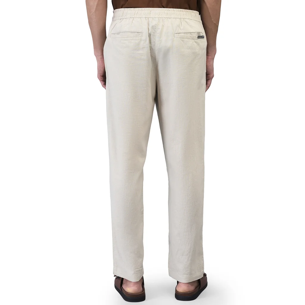 Men Owhite Linen Waist Jogger Pant  - Thumbnail 6