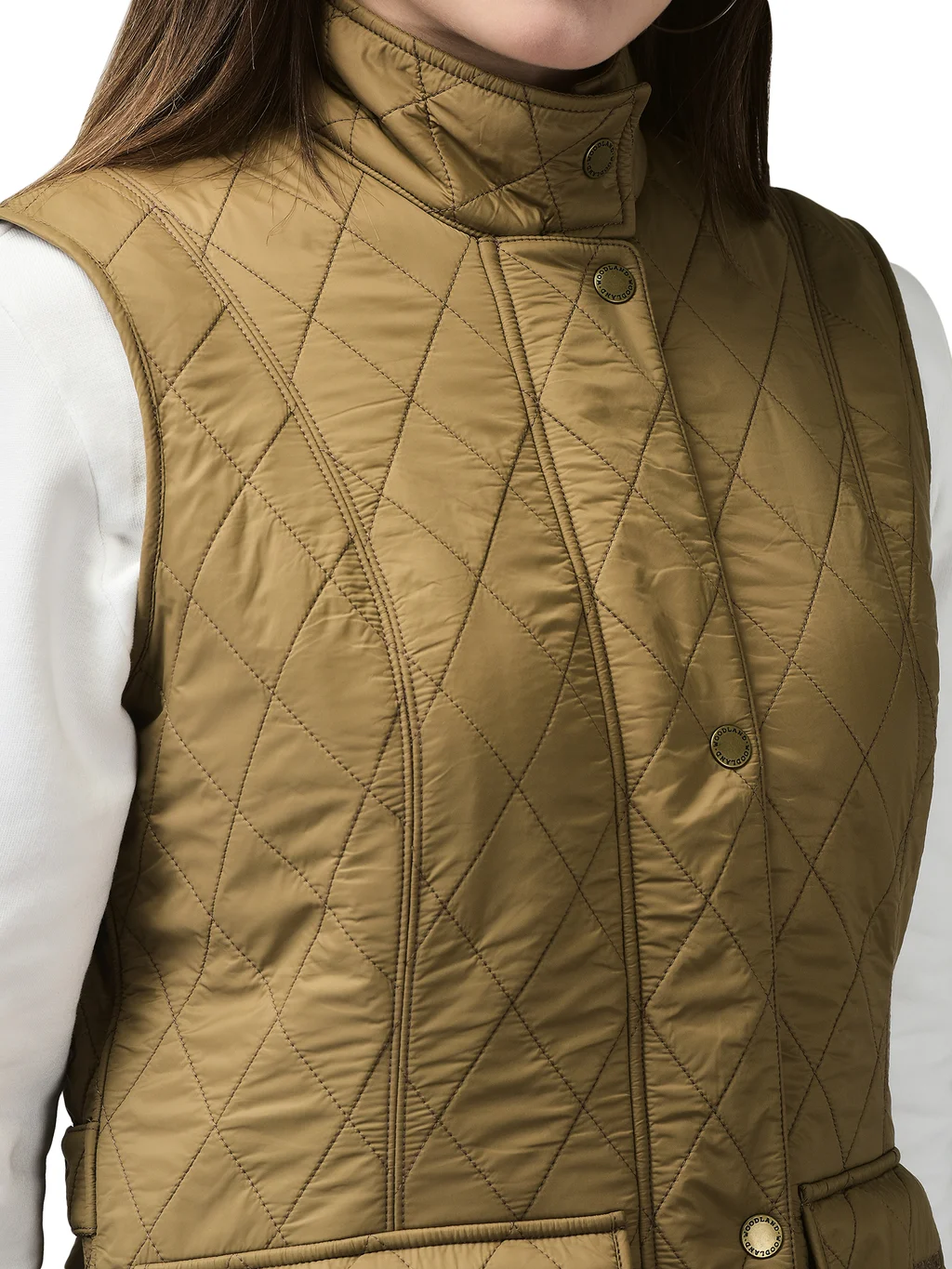 Gold sleeveless jacket for ladies - Thumbnail 4
