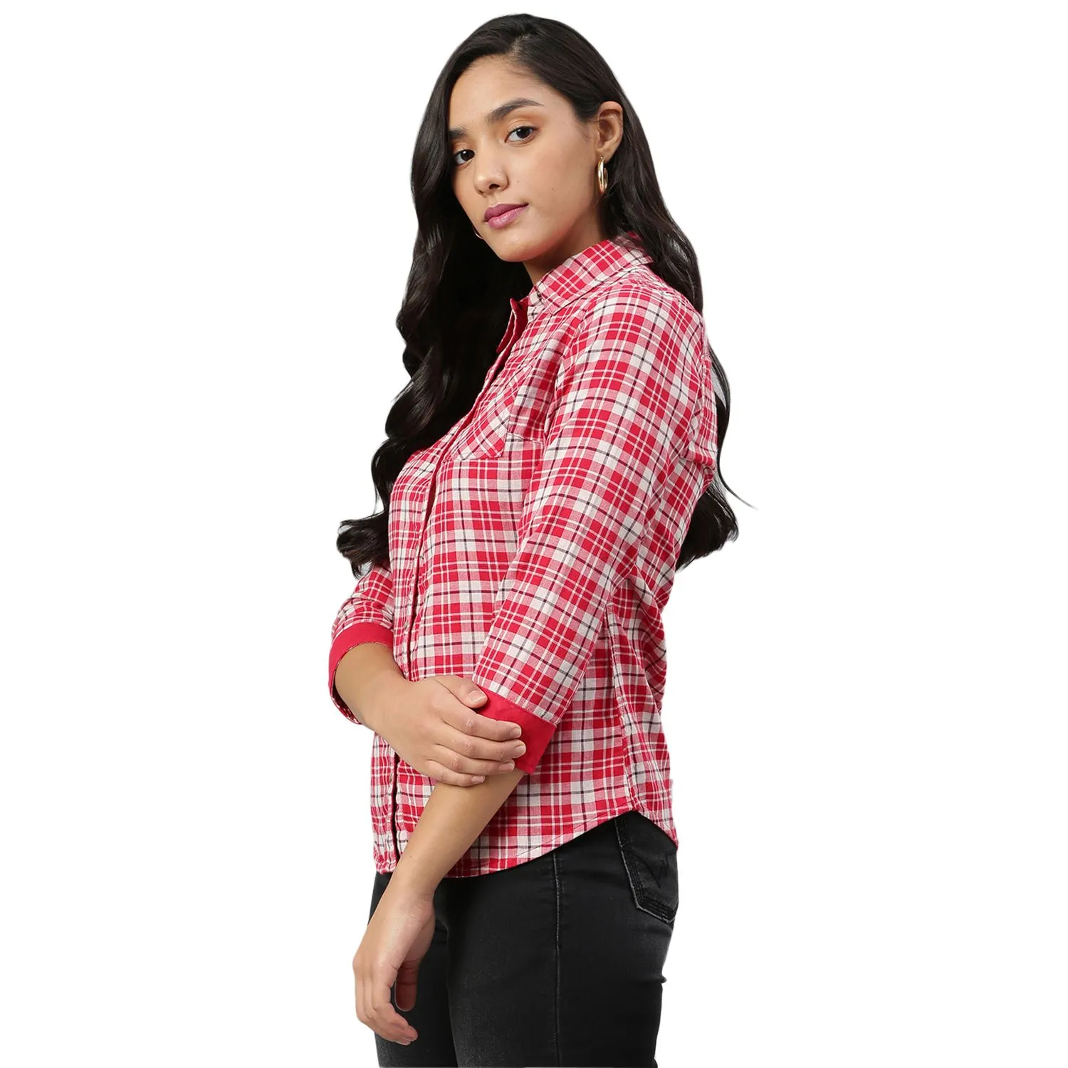 Red Check Shirt for women - Thumbnail 2