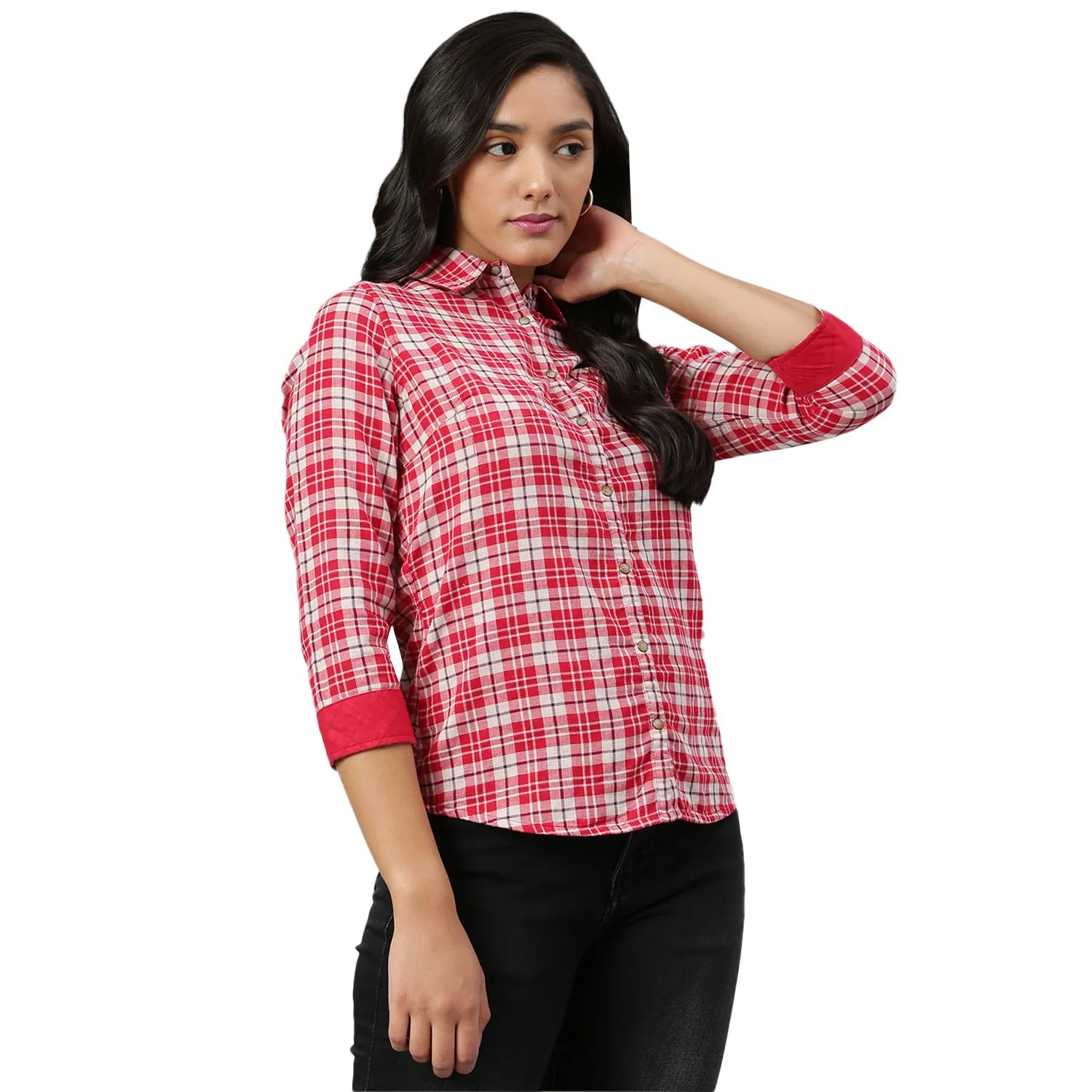 Red Check Shirt for women - Thumbnail 3