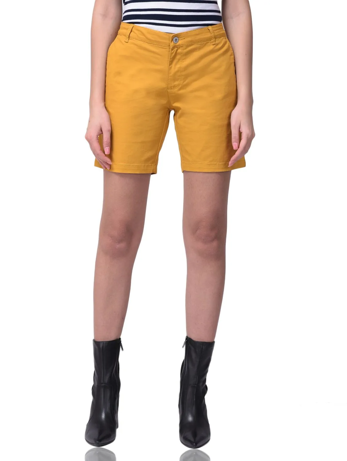 Mustard shorts for women - Thumbnail 2