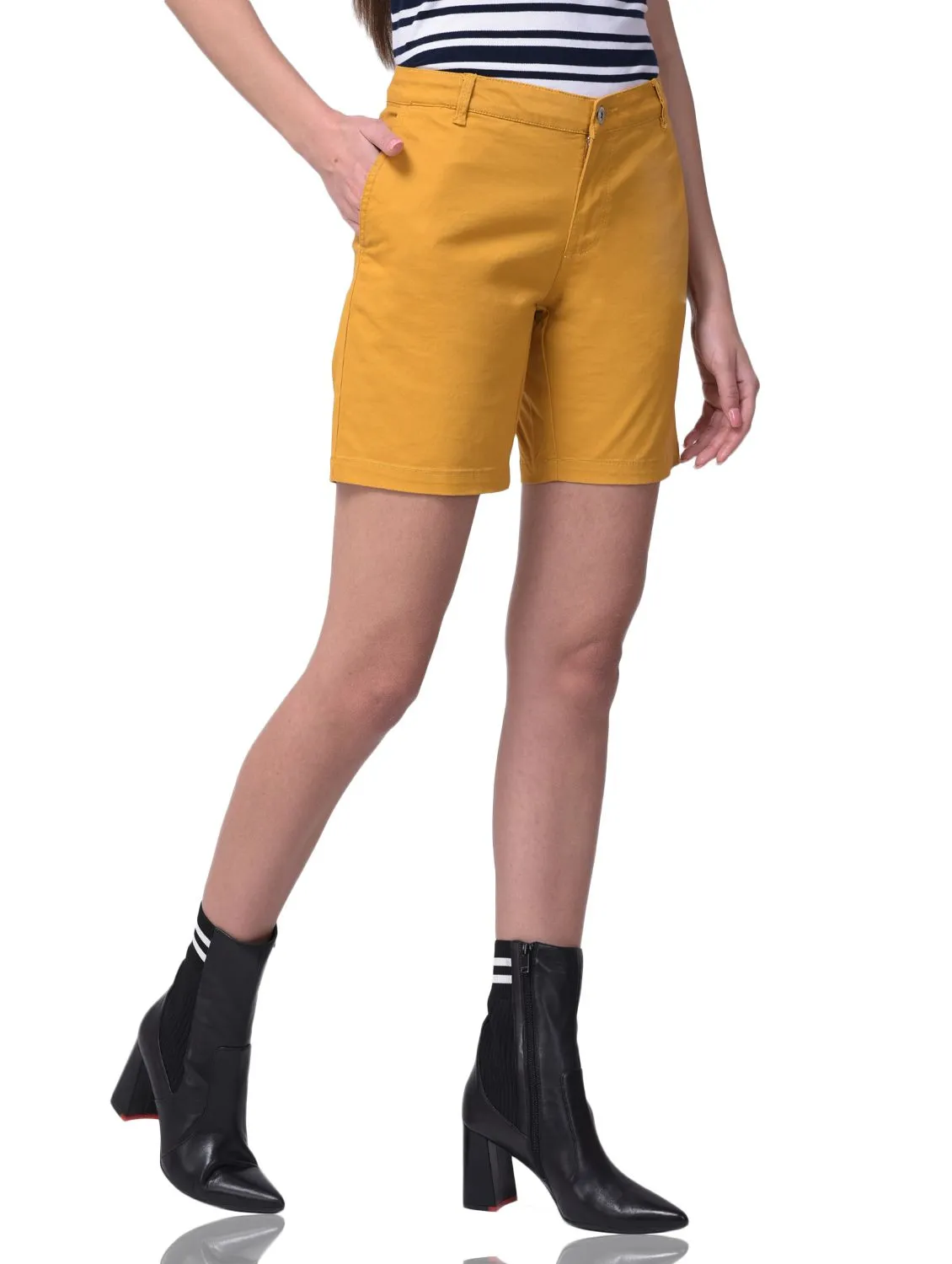 Mustard shorts for women - Thumbnail 6