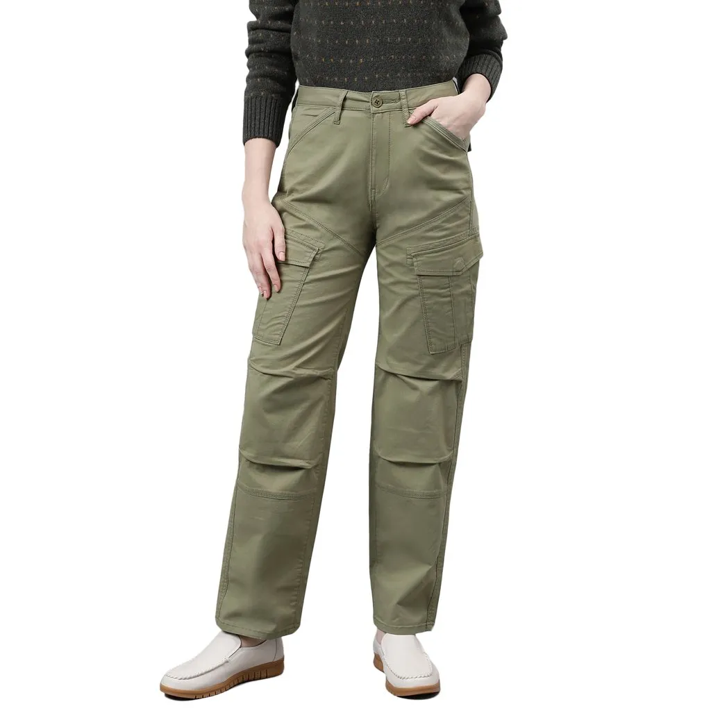 Sage green cargo pants for women - Image 1