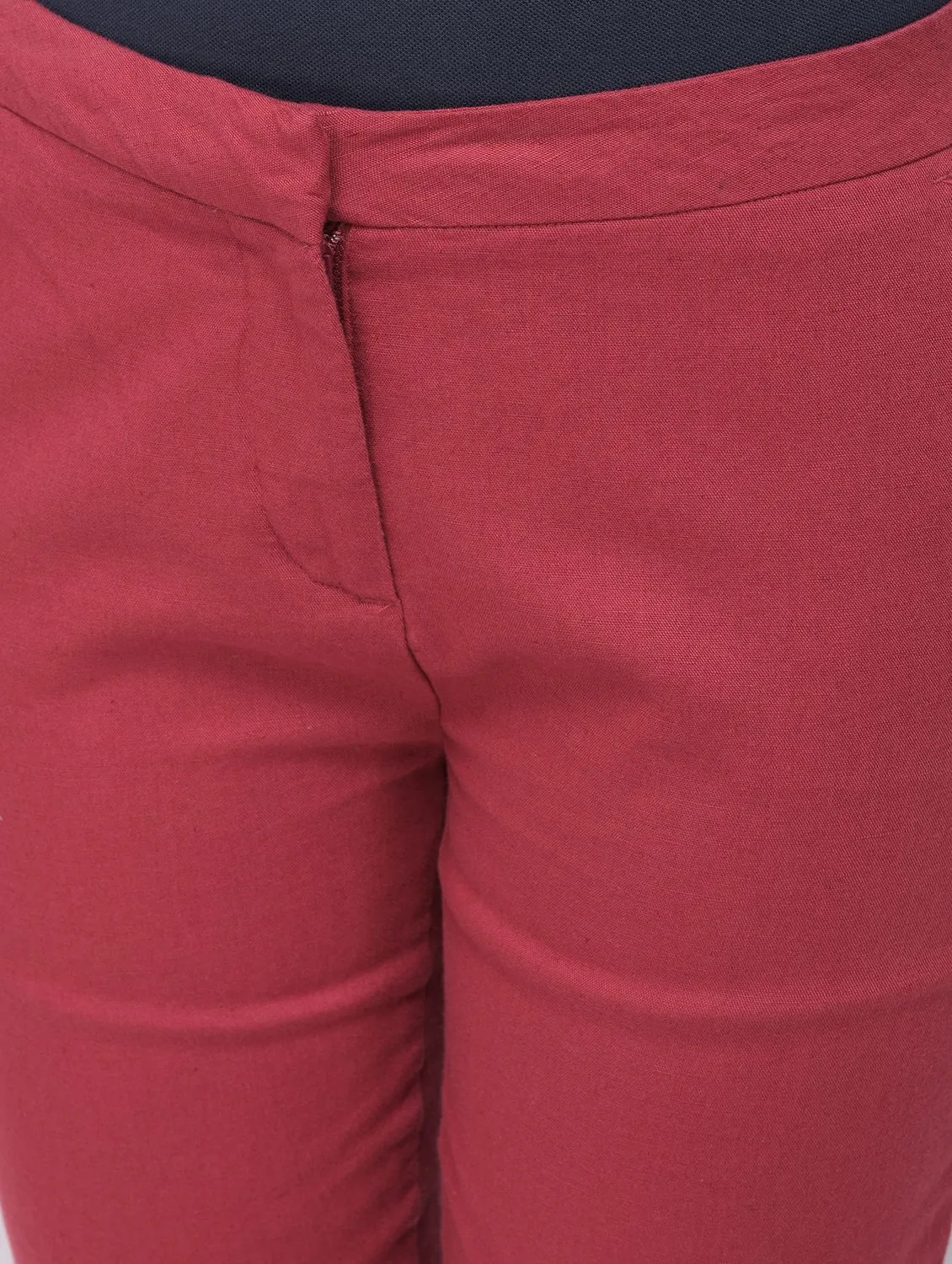 Beet red trousers for women - Thumbnail 3