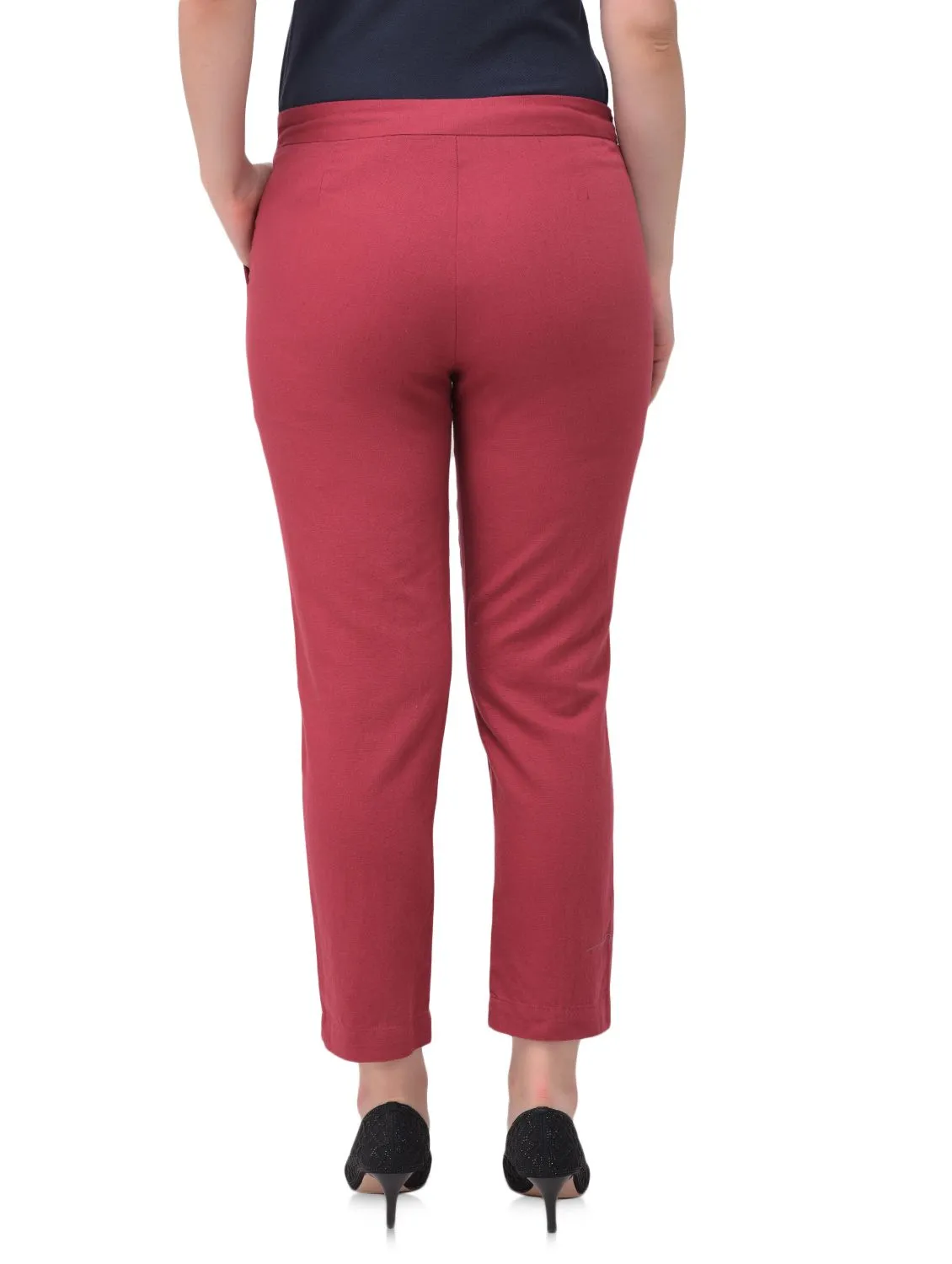 Beet red trousers for women - Thumbnail 4