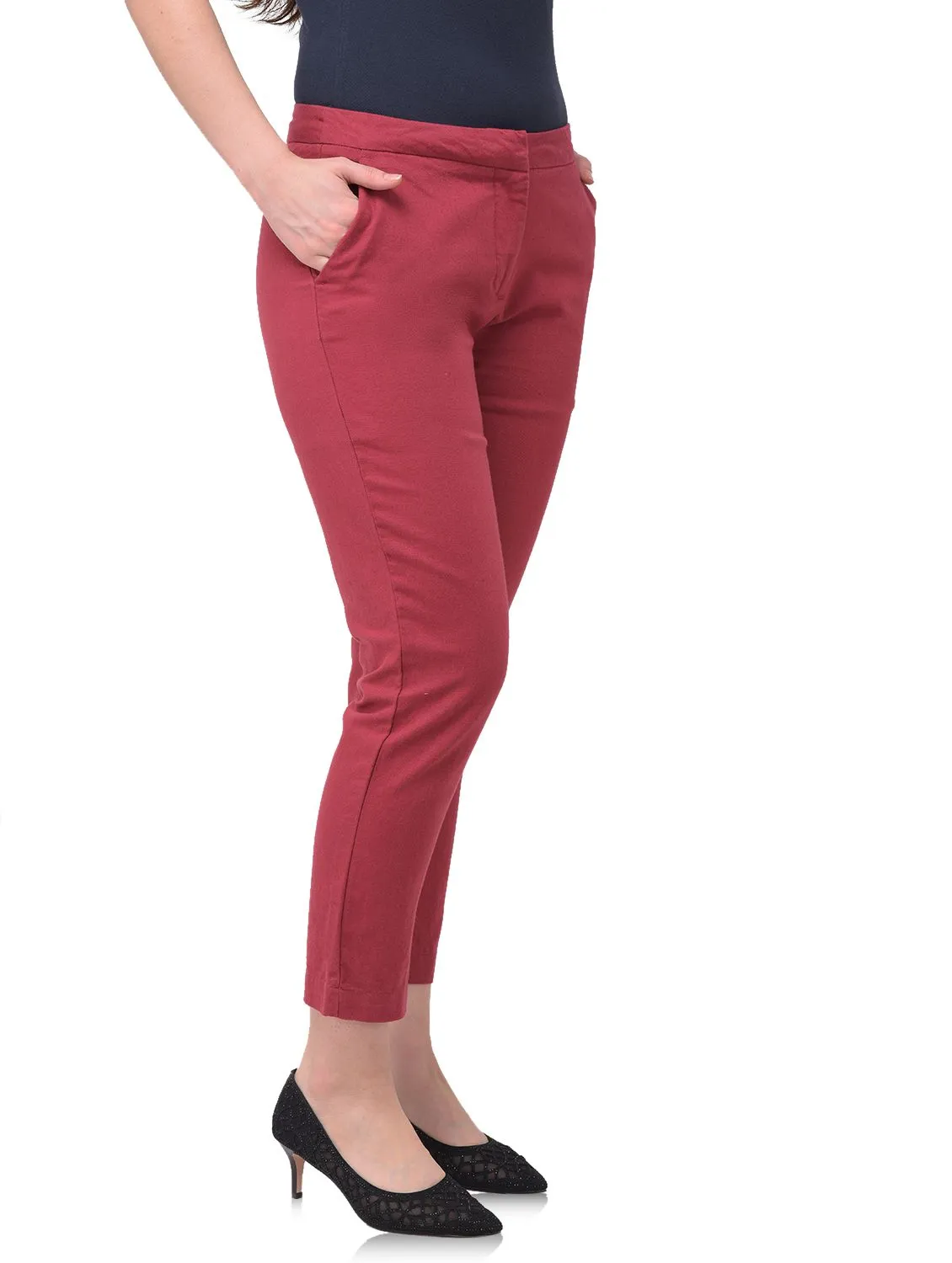 Beet red trousers for women - Thumbnail 6