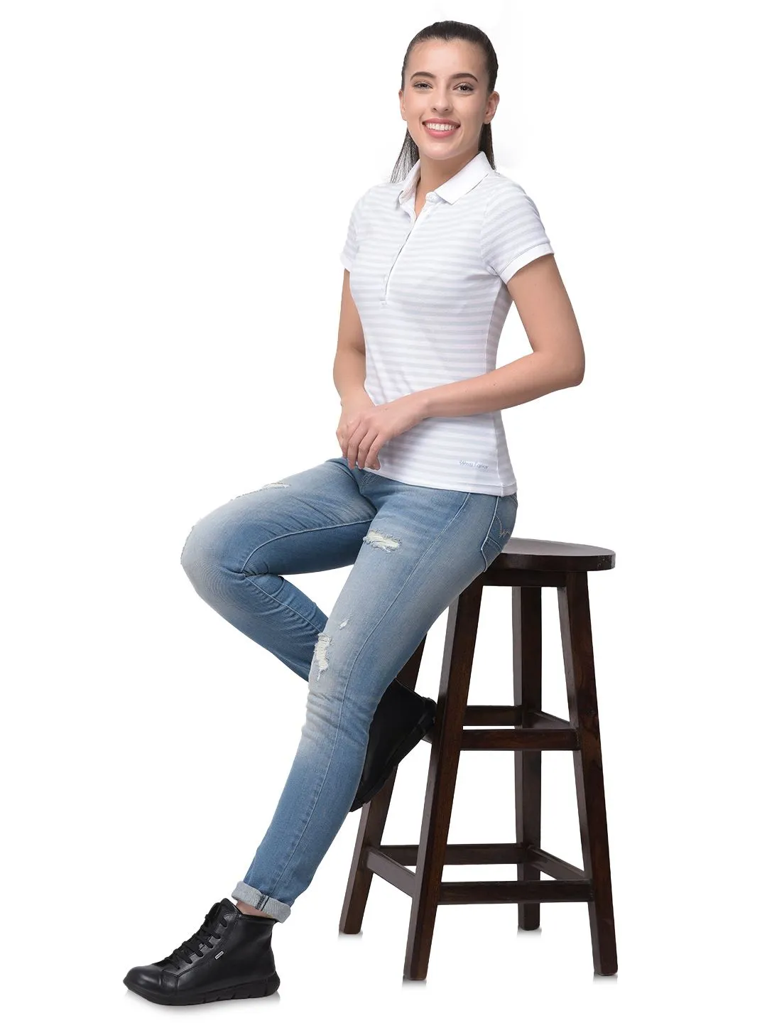 Sky and white polo t-shirt - Thumbnail 1