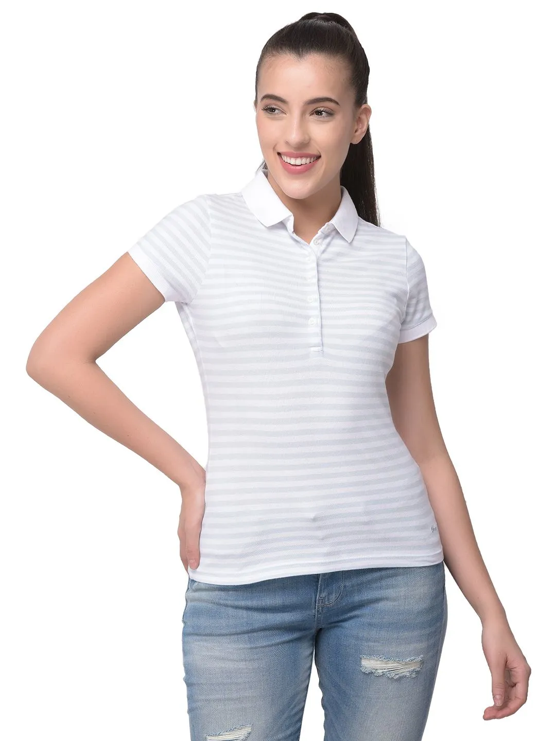 Sky and white polo t-shirt - Thumbnail 2