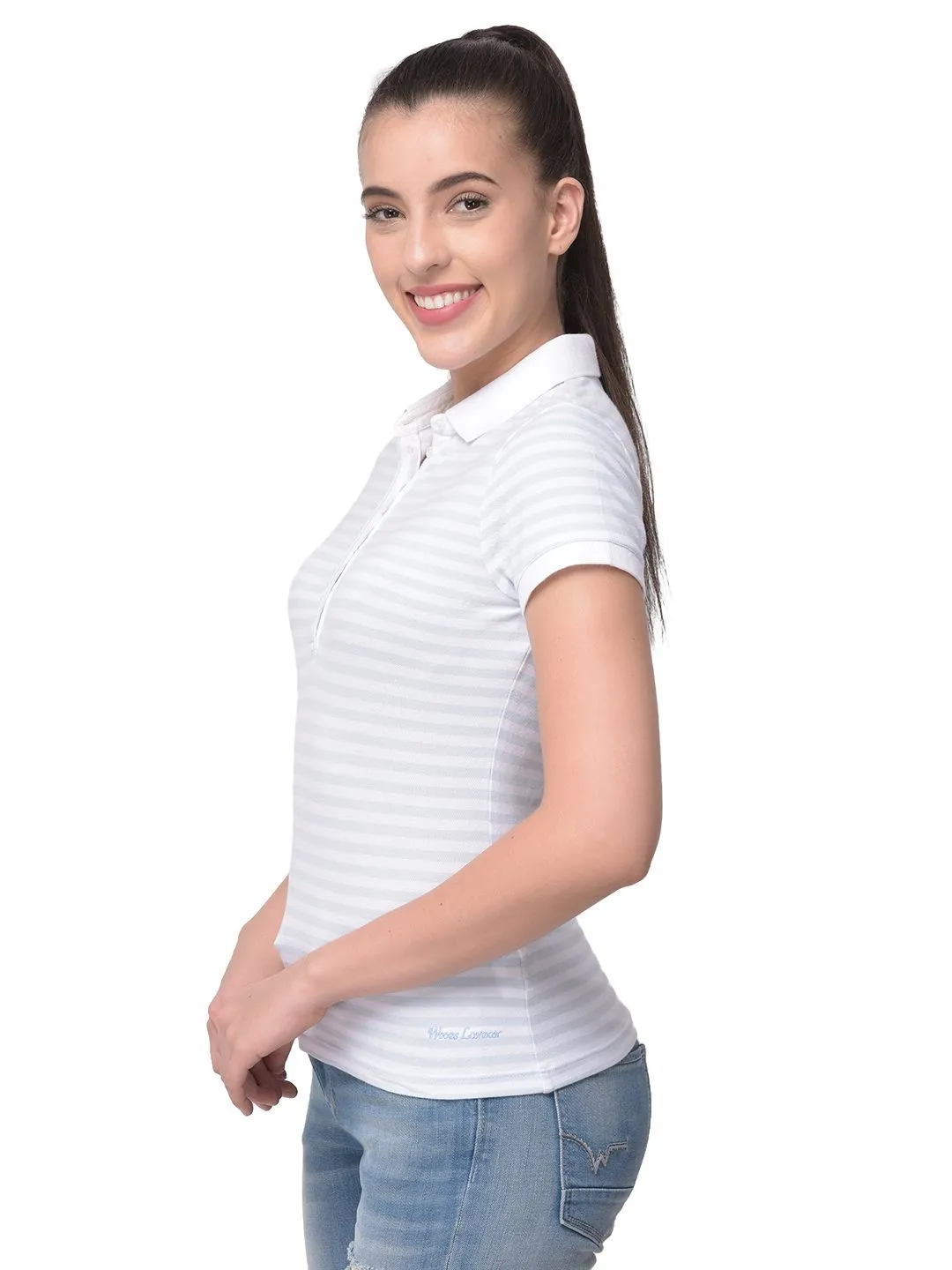 Sky and white polo t-shirt - Thumbnail 5