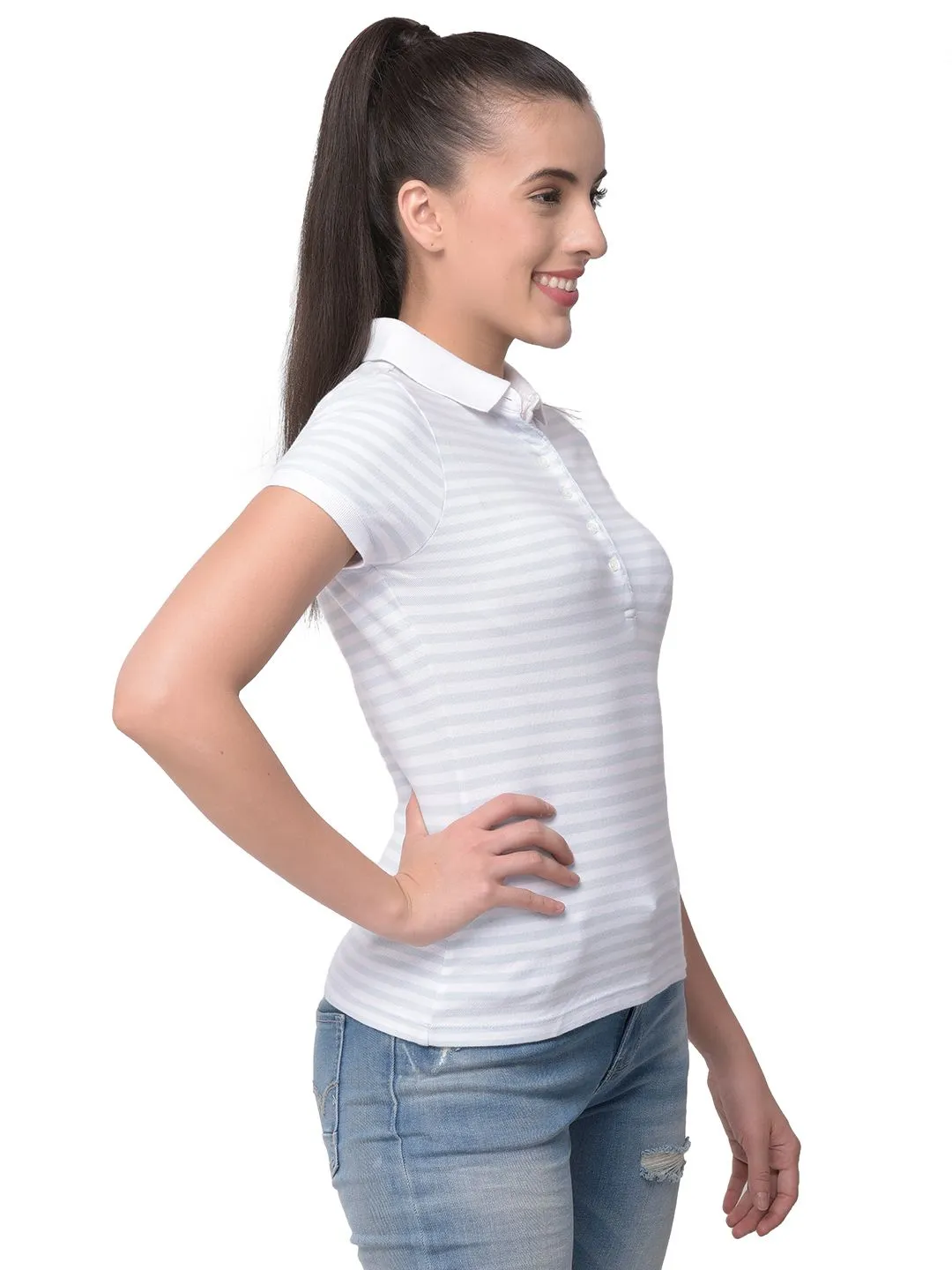 Sky and white polo t-shirt - Thumbnail 6