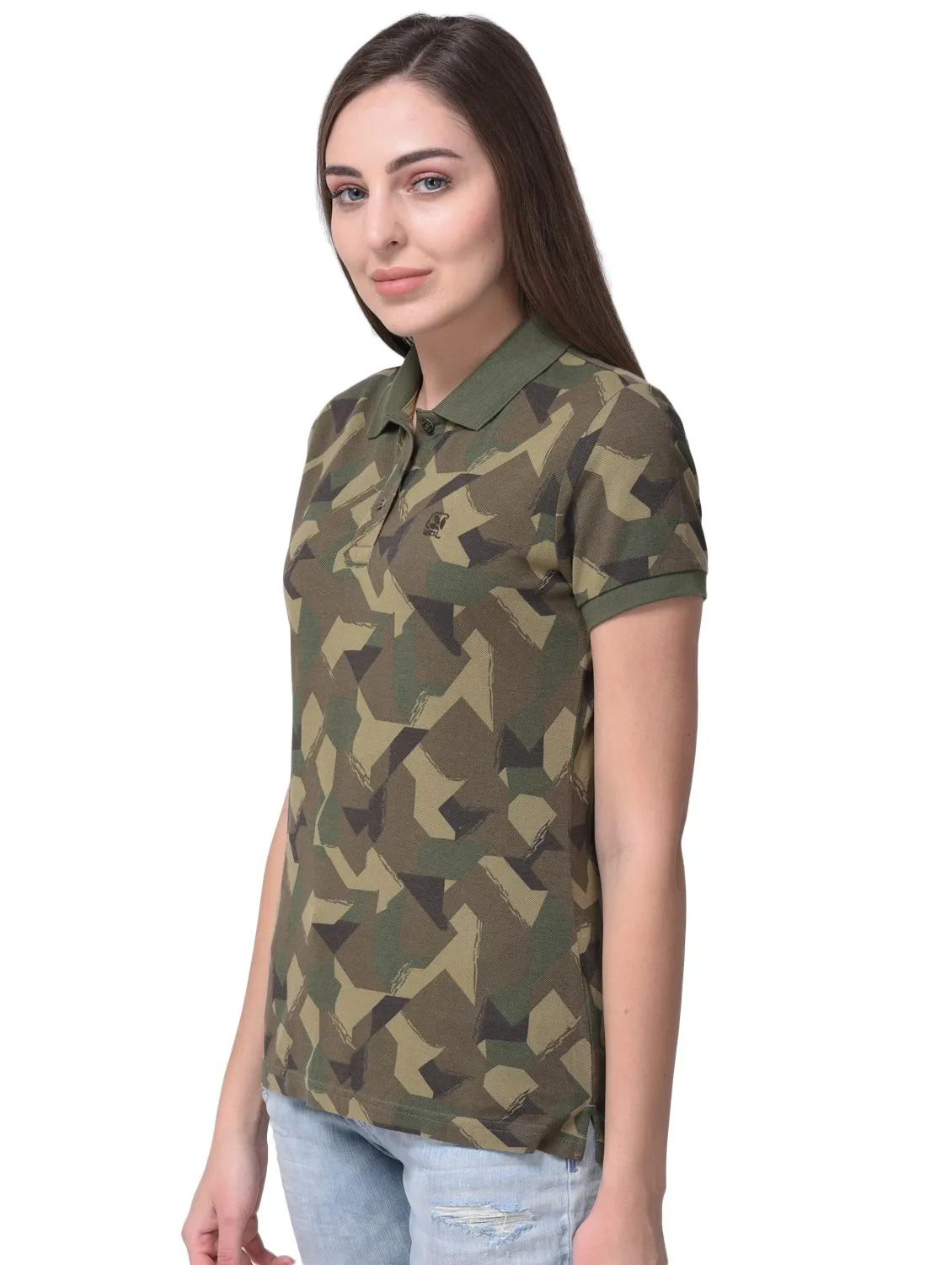 Camouflage green t-shirt for women - Thumbnail 5