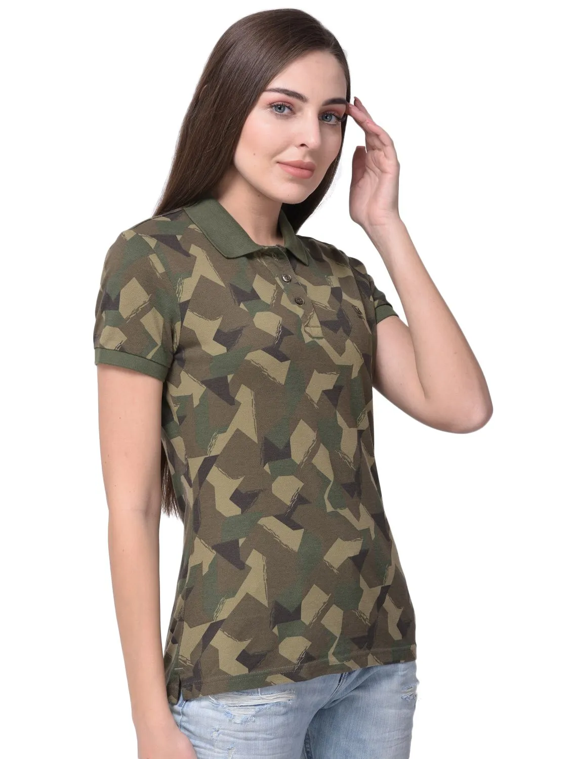 Camouflage green t-shirt for women - Thumbnail 6