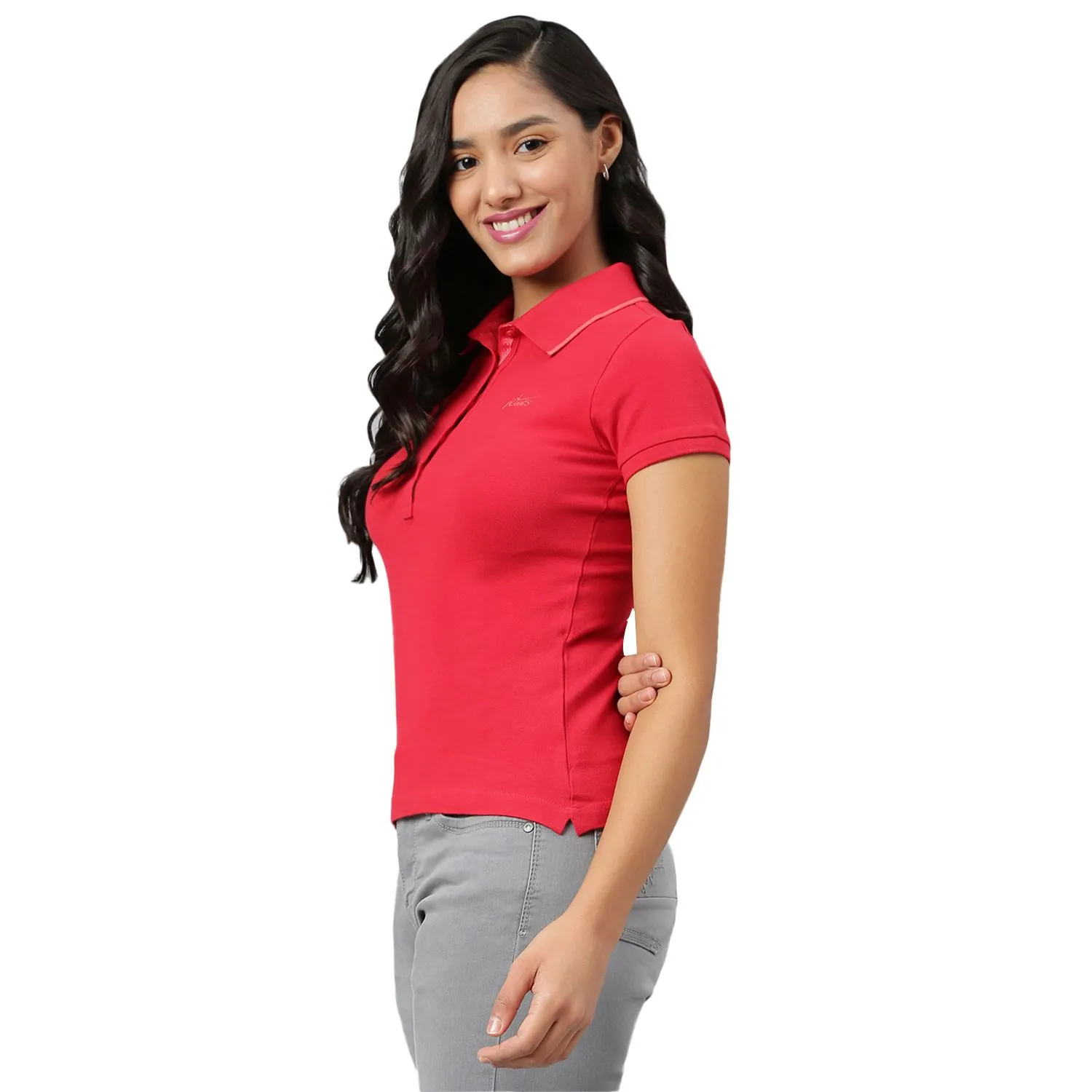 Red Polo t-shirt for women - Thumbnail 2