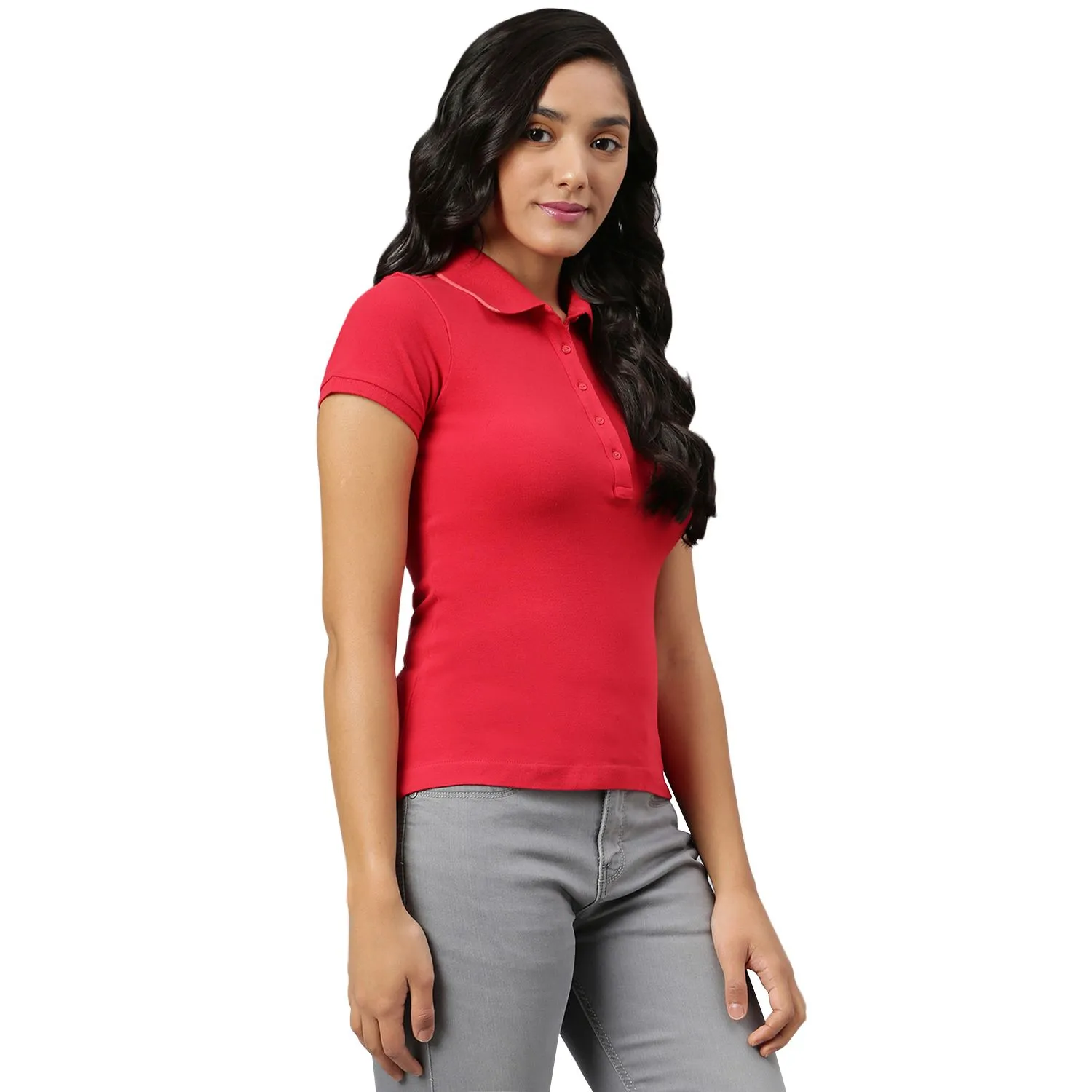 Red Polo t-shirt for women - Thumbnail 3