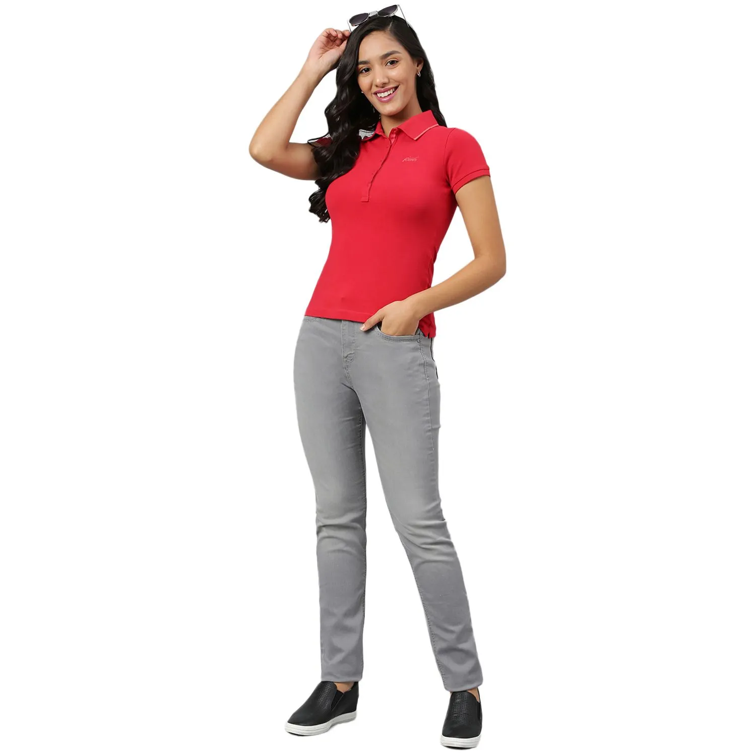 Red Polo t-shirt for women - Thumbnail 7