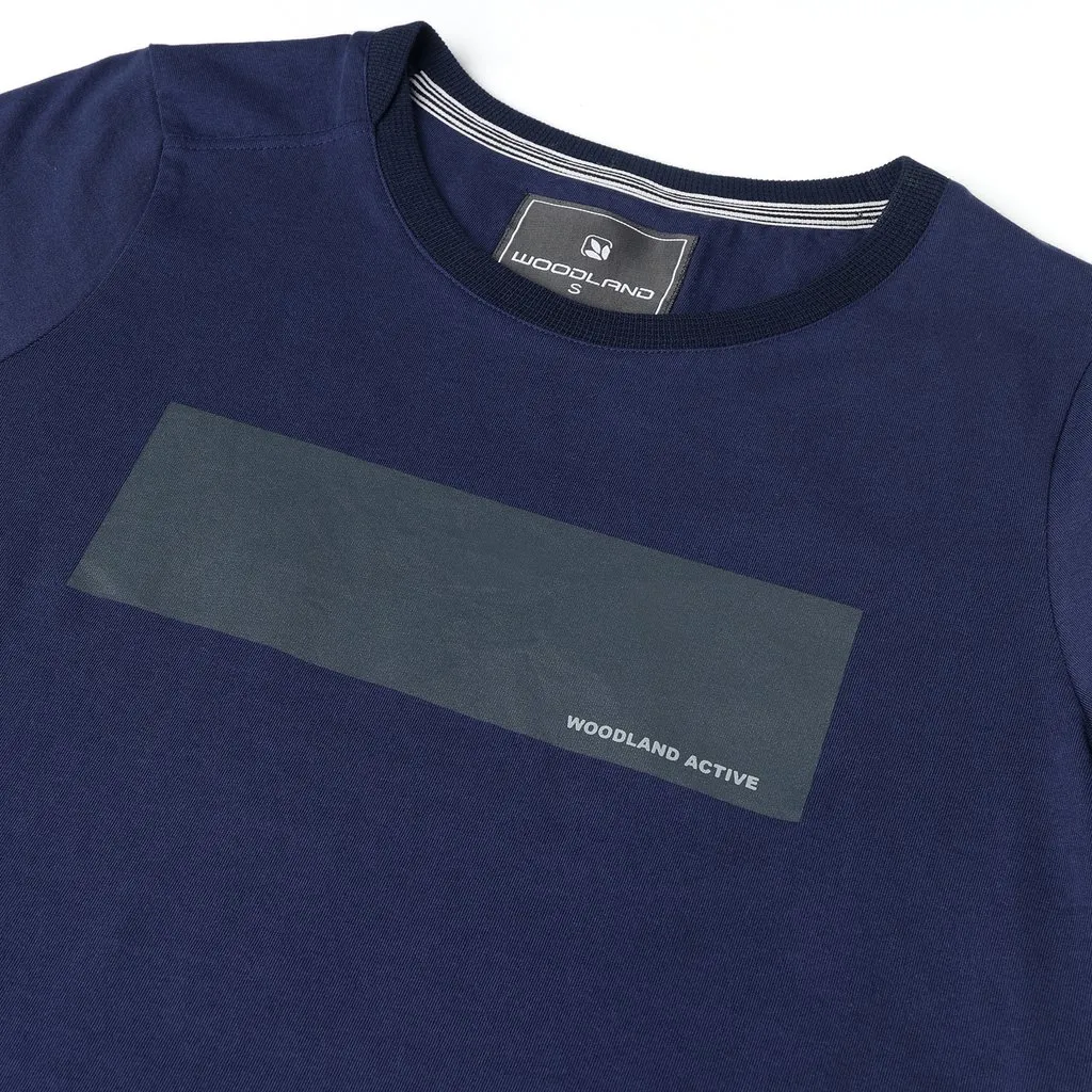 Navy round-neck t-shirt for women - Thumbnail 4
