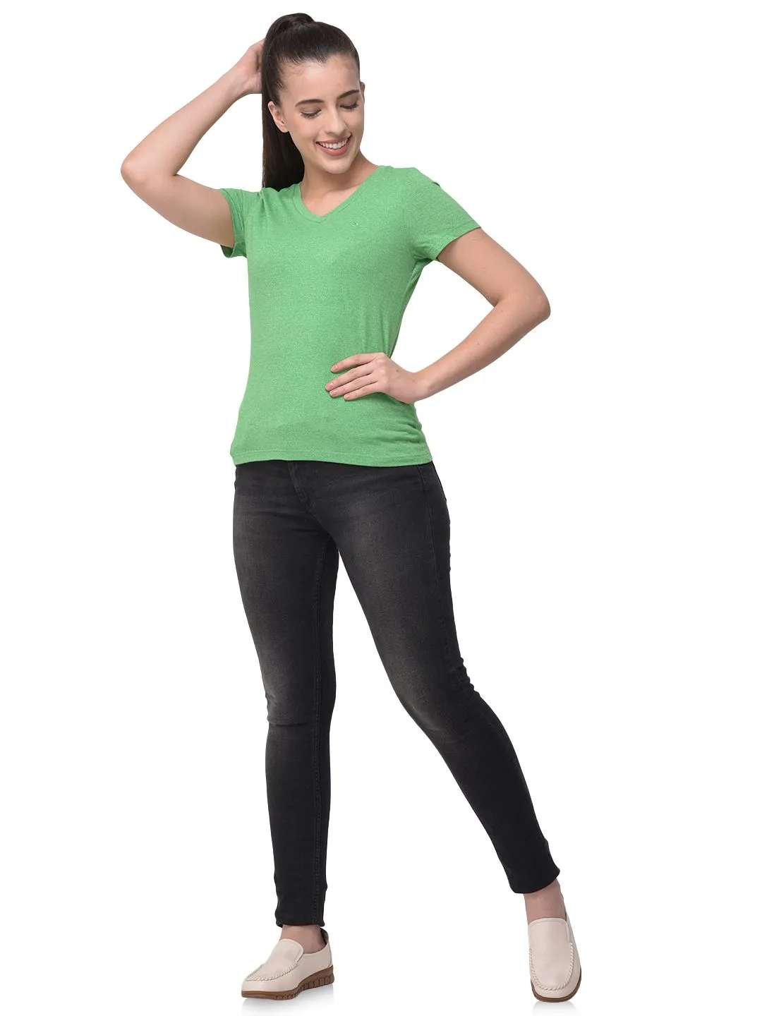 Classic green V-neck T-shirt - Image 1