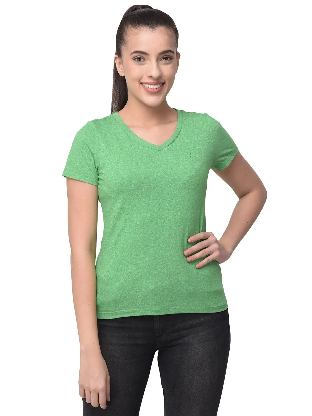 Classic green V-neck T-shirt - Thumbnail 2