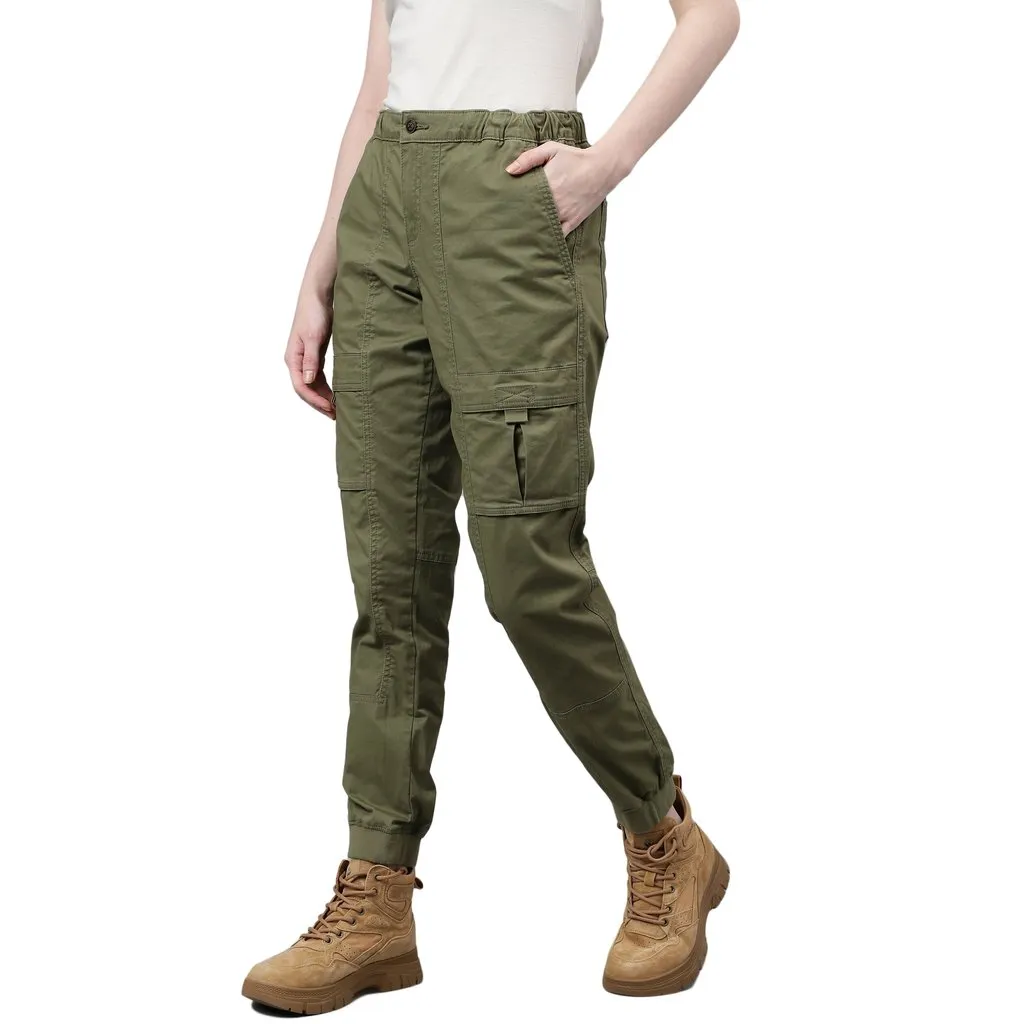 Olive track pants for women - Thumbnail 2