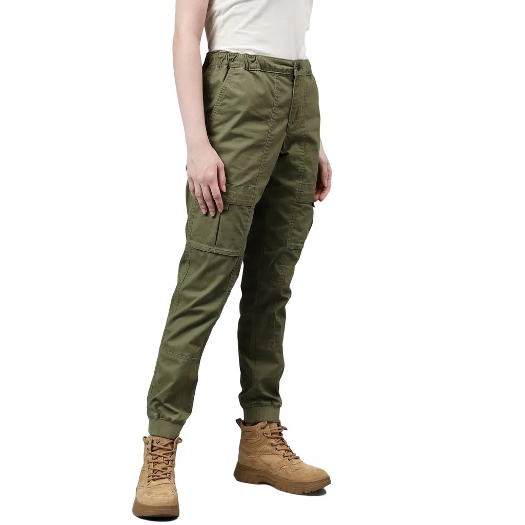 Olive track pants for women - Thumbnail 3