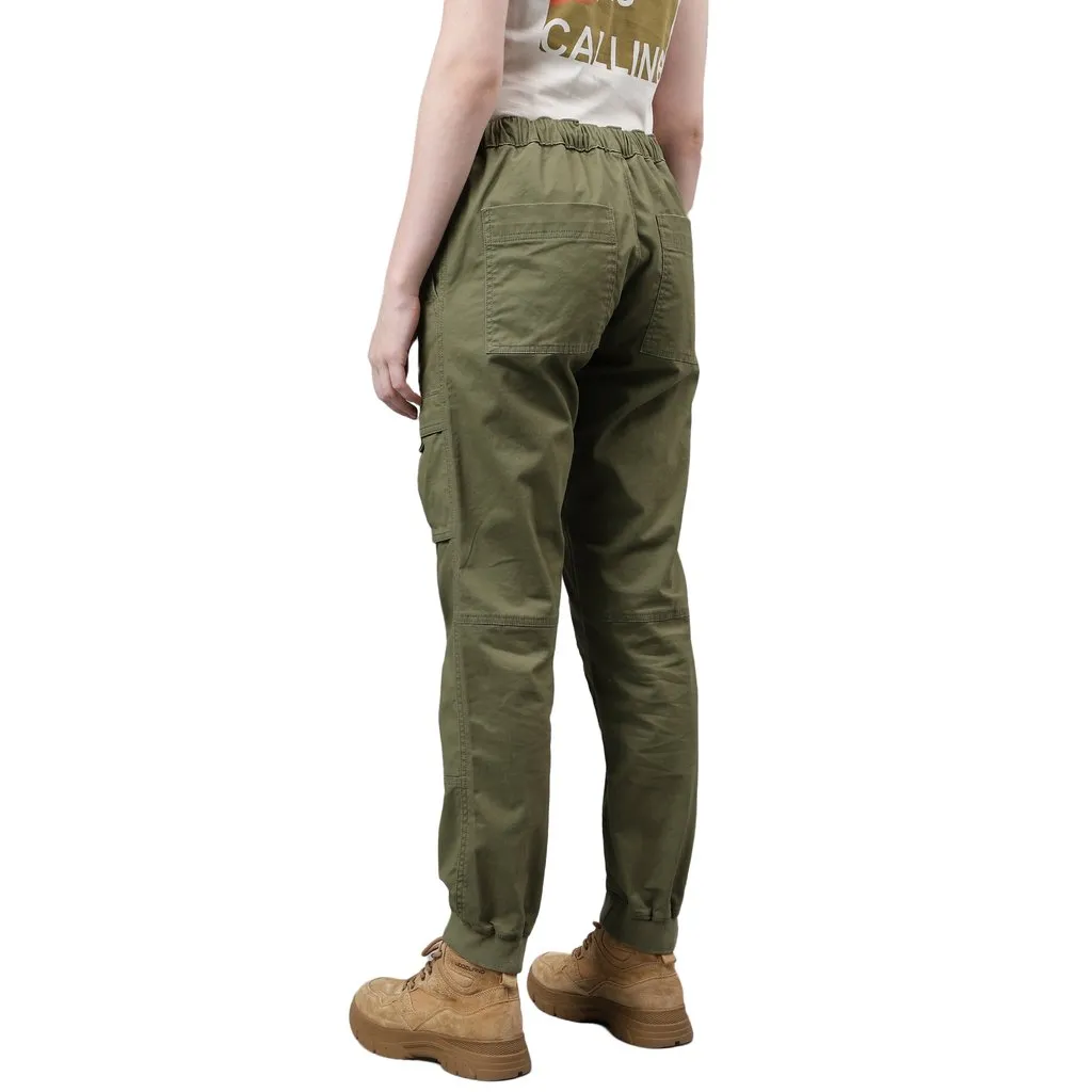 Olive track pants for women - Thumbnail 8