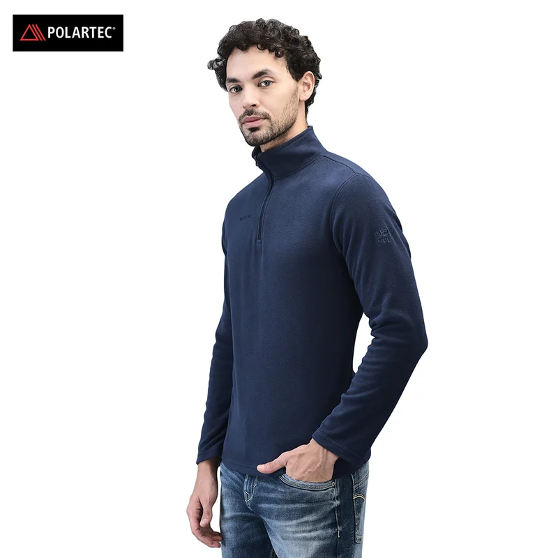 Men Ink blue Sweatshirt with half zip clousre - Thumbnail 2