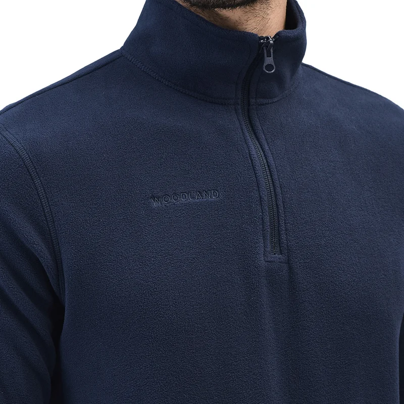 Men Ink blue Sweatshirt with half zip clousre - Thumbnail 4