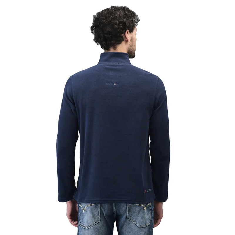 Men Ink blue Sweatshirt with half zip clousre - Thumbnail 6