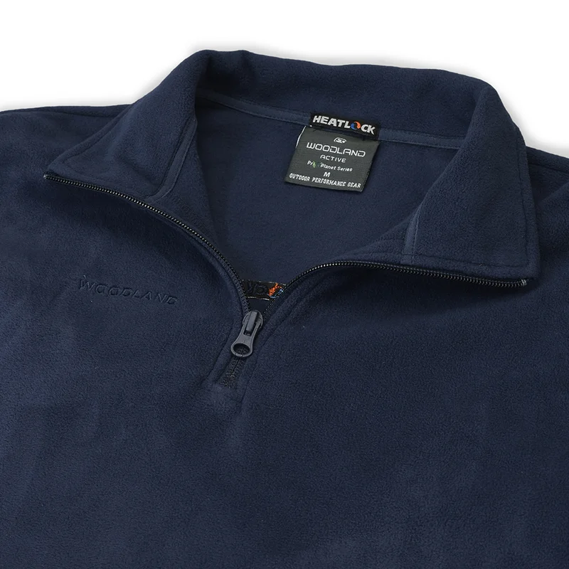 Men Ink blue Sweatshirt with half zip clousre - Thumbnail 7